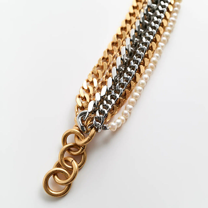 Women's Palace Pearl Bracelet, multi-layer, gold-silver tone bracelet