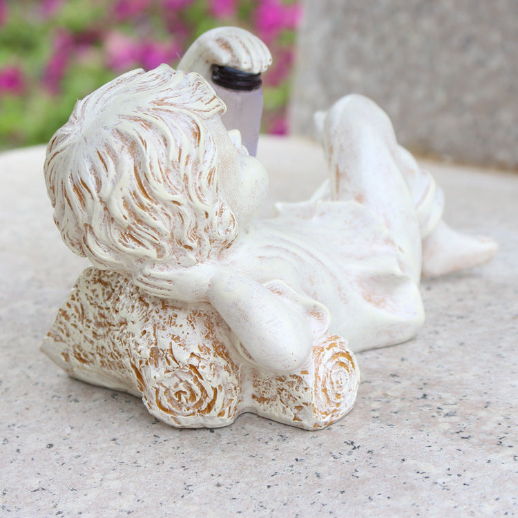 Solar Garden Figurine with Firefly Glass – Cute Decorative Statue