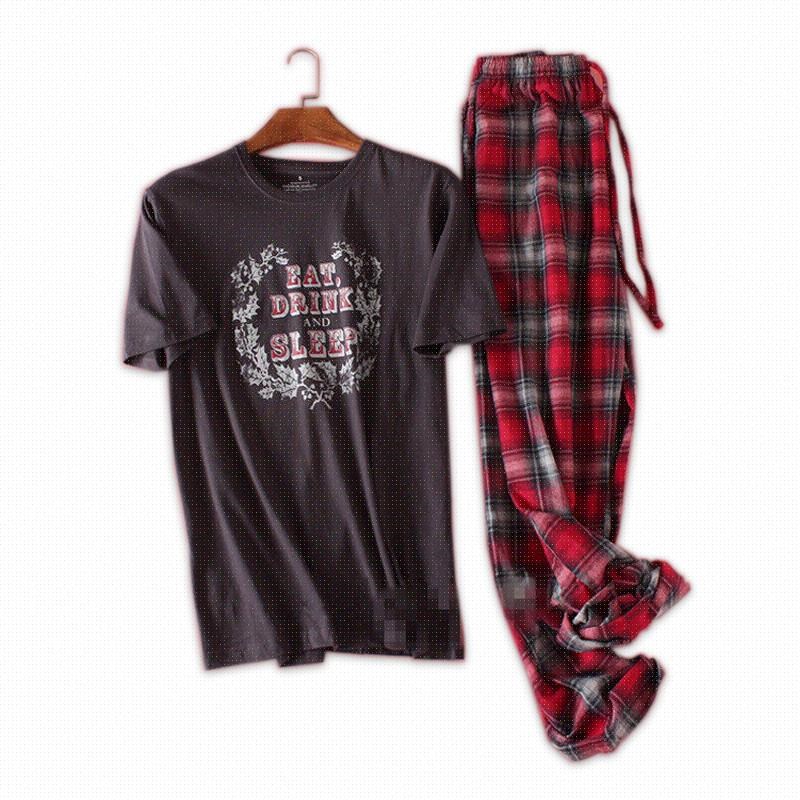 Herren Pyjama Kariert Set | Casual Langarm Nachtwäsche