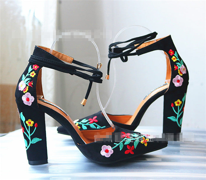 Women's D'Orsay Pumps Floral Embroidery | Block Heel Elegant Shoes