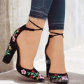 Women's D'Orsay Pumps Floral Embroidery | Block Heel Elegant Shoes