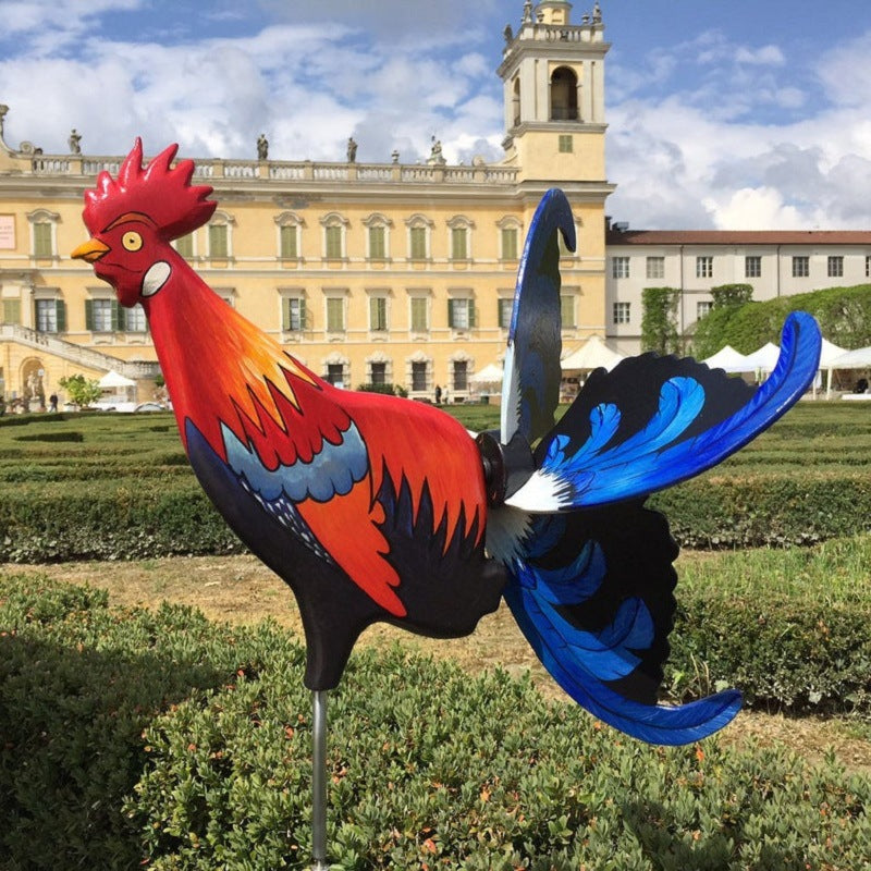 Rooster Windmill Garden Figurine – Weatherproof Farm Decoration for Outdoors