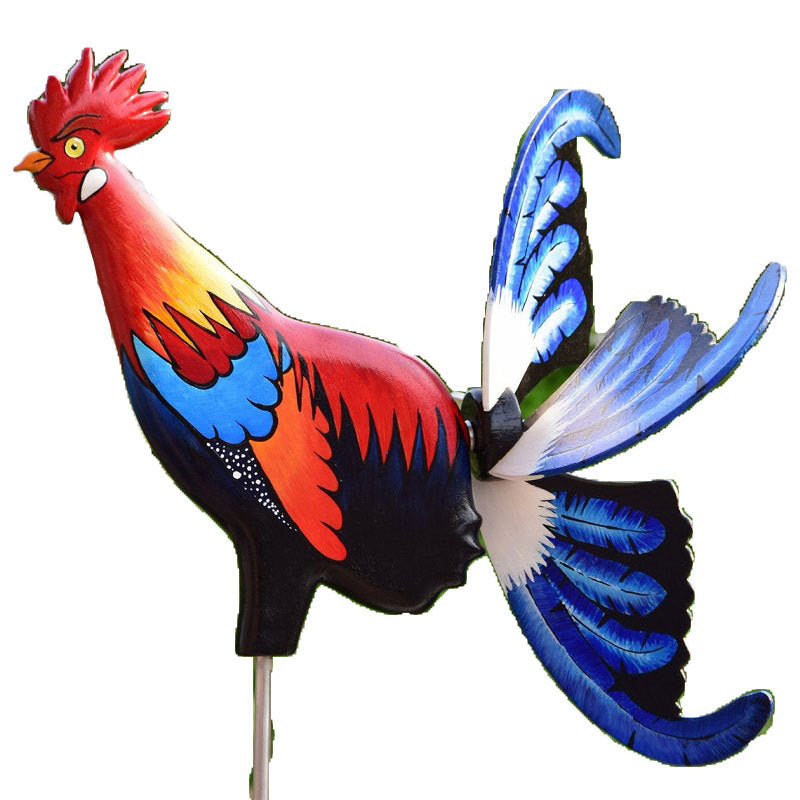 Hahn Windrad Gartenfigur – Wetterfeste Bauernhof Deko für Außen