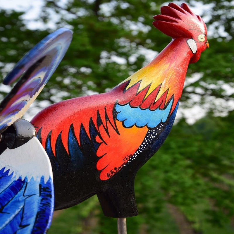 Hahn Windrad Gartenfigur – Wetterfeste Bauernhof Deko für Außen