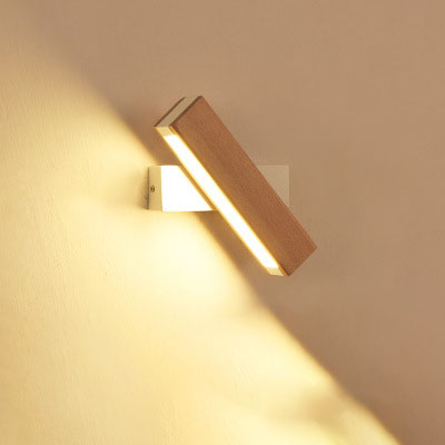 Modern Wood LED Wall Light Adjustable for Living Room Hallway