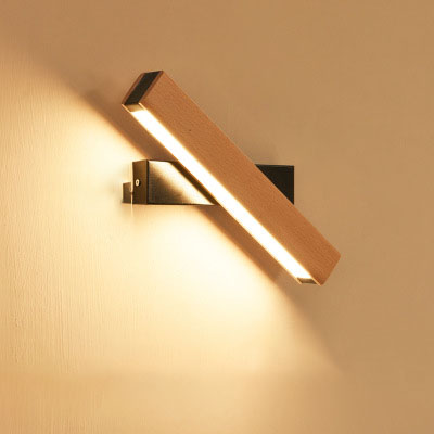 Modern Wood LED Wall Light Adjustable for Living Room Hallway