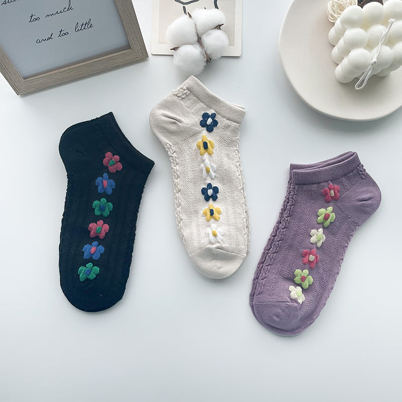 Damen Retro Blumen Socken – Flache Invisible Komfortsocken