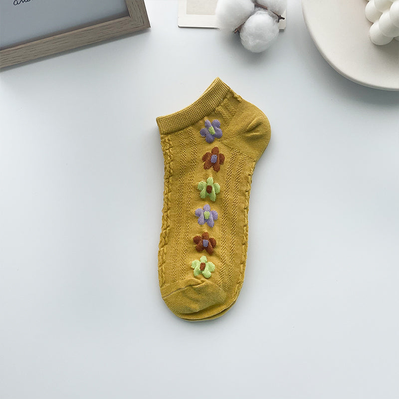 Damen Retro Blumen Socken – Flache Invisible Komfortsocken