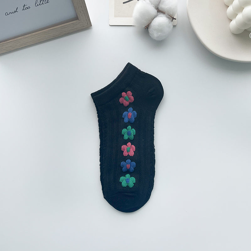 Damen Retro Blumen Socken – Flache Invisible Komfortsocken