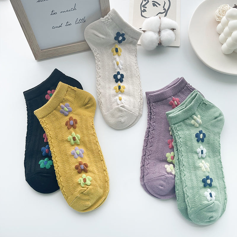 Damen Retro Blumen Socken – Flache Invisible Komfortsocken
