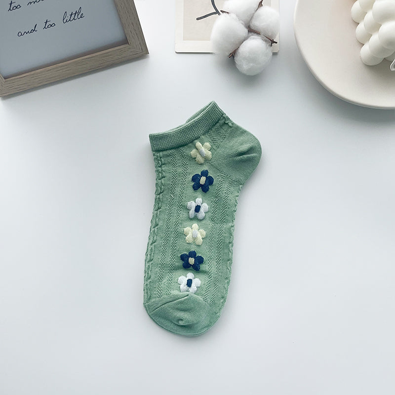 Damen Retro Blumen Socken – Flache Invisible Komfortsocken