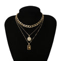 Multi-layered Tassel Necklace with Square Stone – Elegant Women's Statement Jewelry