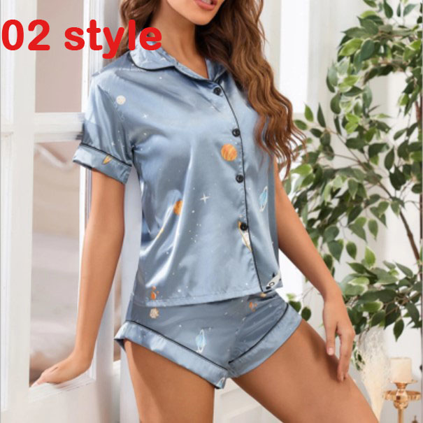 Damen Satin Pyjama Set Sommer – V-Ausschnitt Top & Shorts