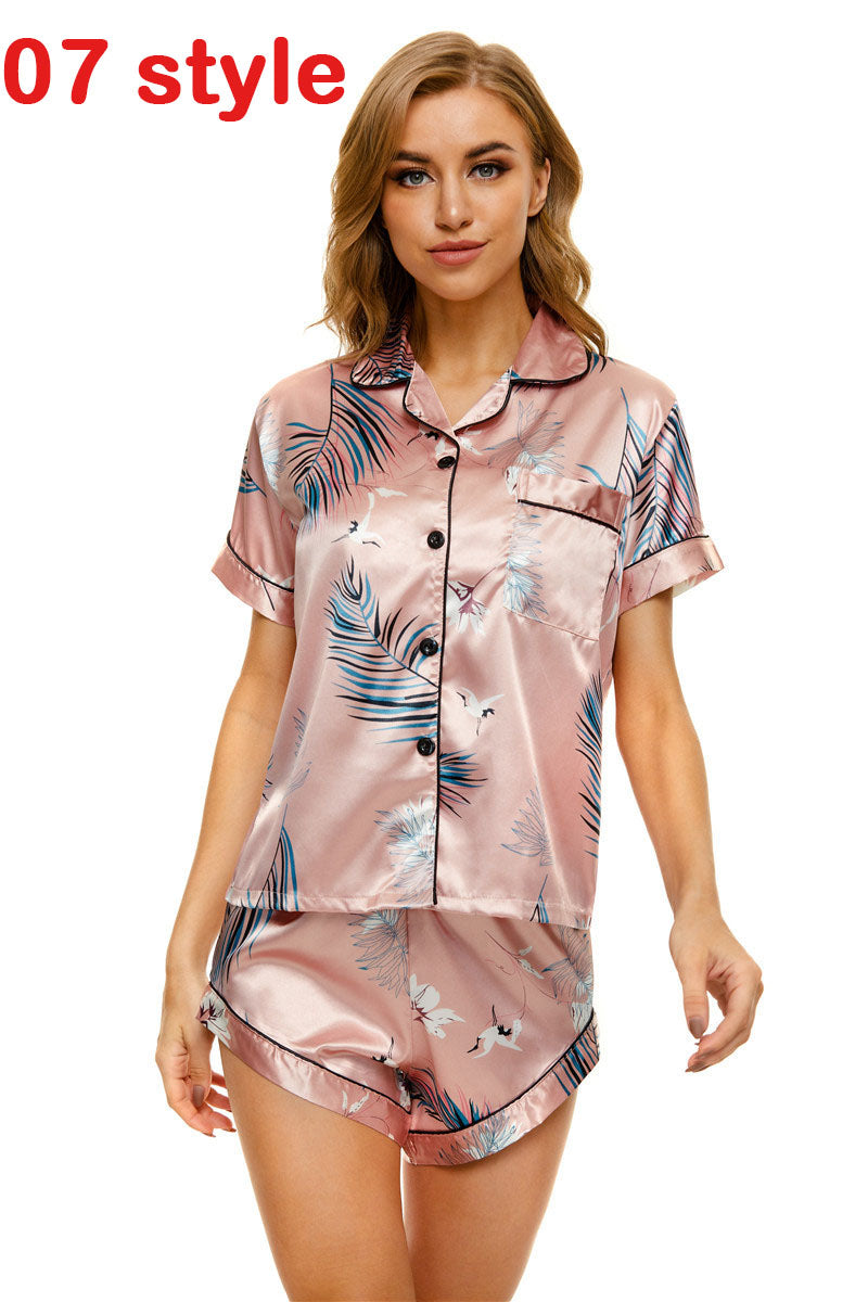 Damen Satin Pyjama Set Sommer – V-Ausschnitt Top & Shorts