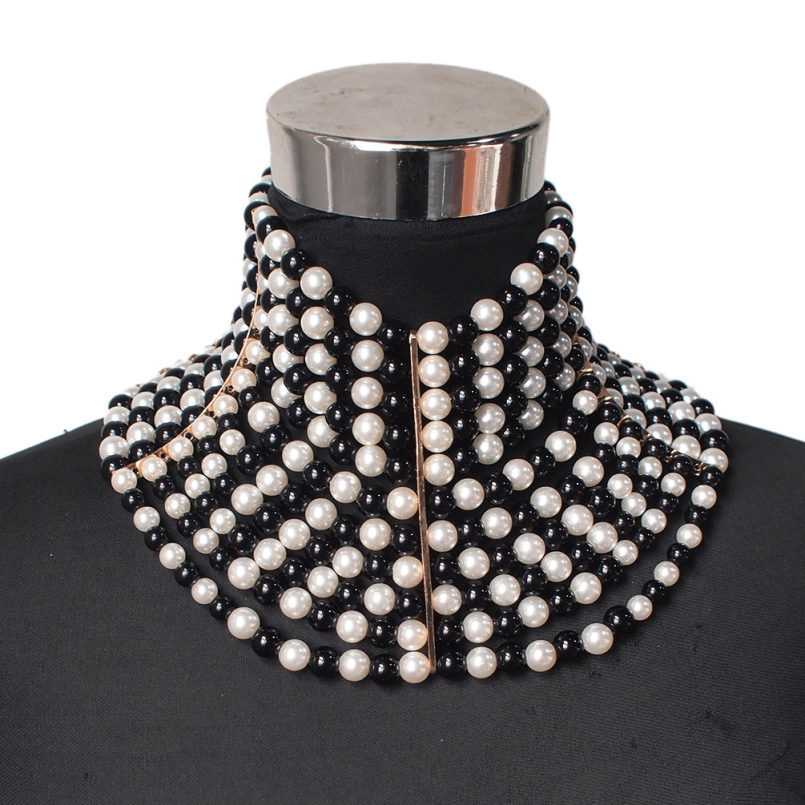 Multi-Layer Pearl Necklace Short - Elegant Women's Jewelry with Modern Style