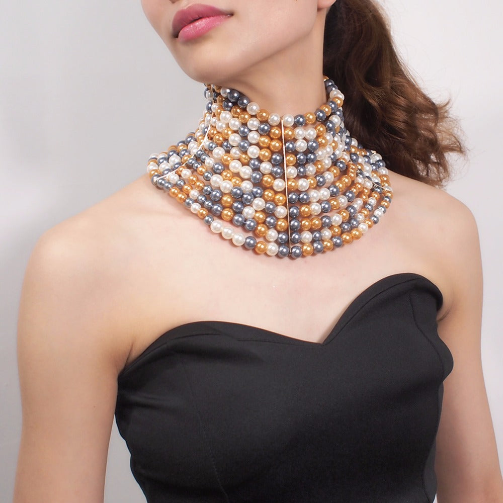 Multi-Layer Pearl Necklace Short - Elegant Women's Jewelry with Modern Style