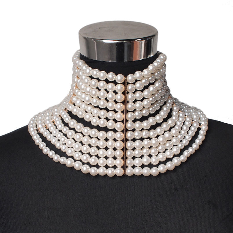 Multi-Layer Pearl Necklace Short - Elegant Women's Jewelry with Modern Style