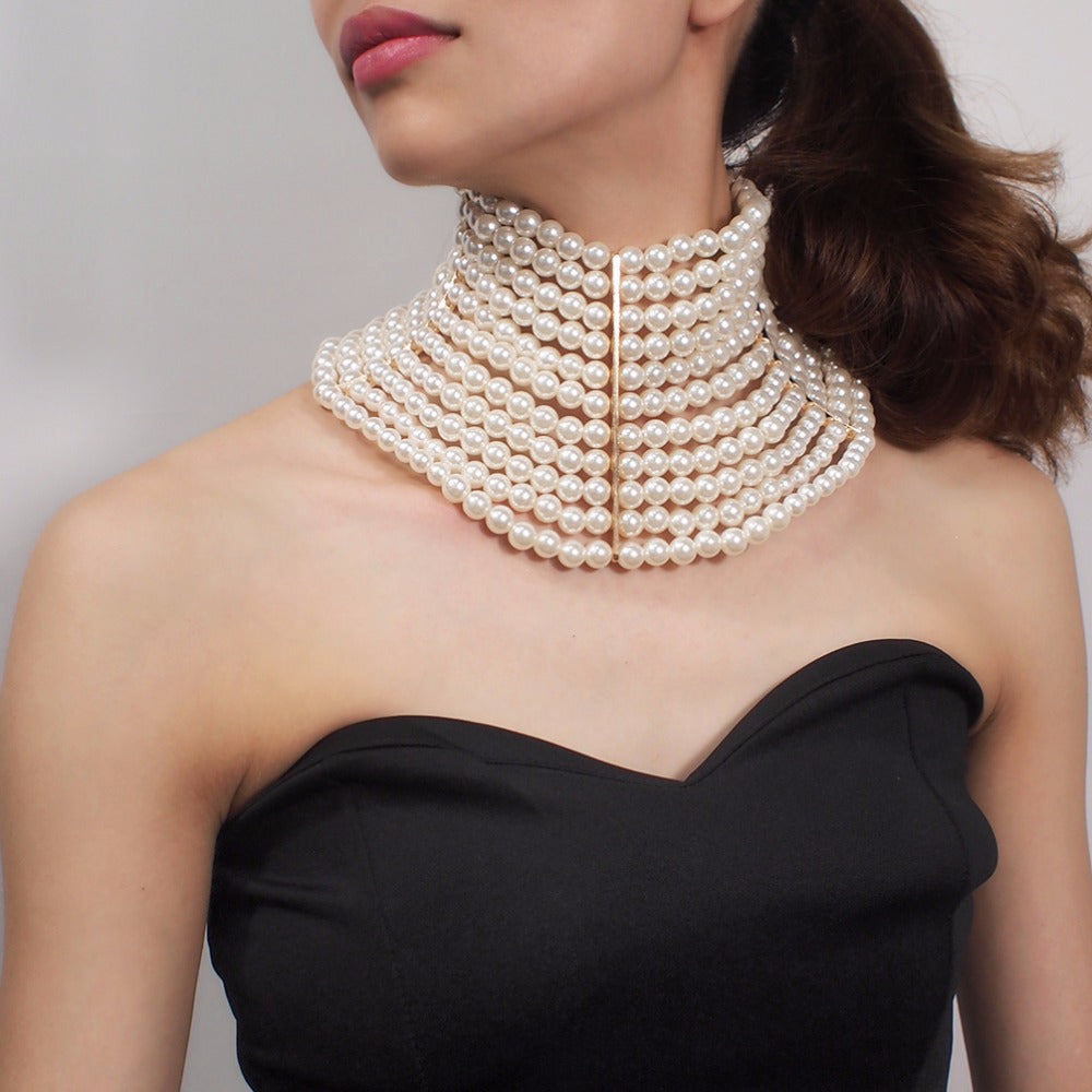 Multi-Layer Pearl Necklace Short - Elegant Women's Jewelry with Modern Style
