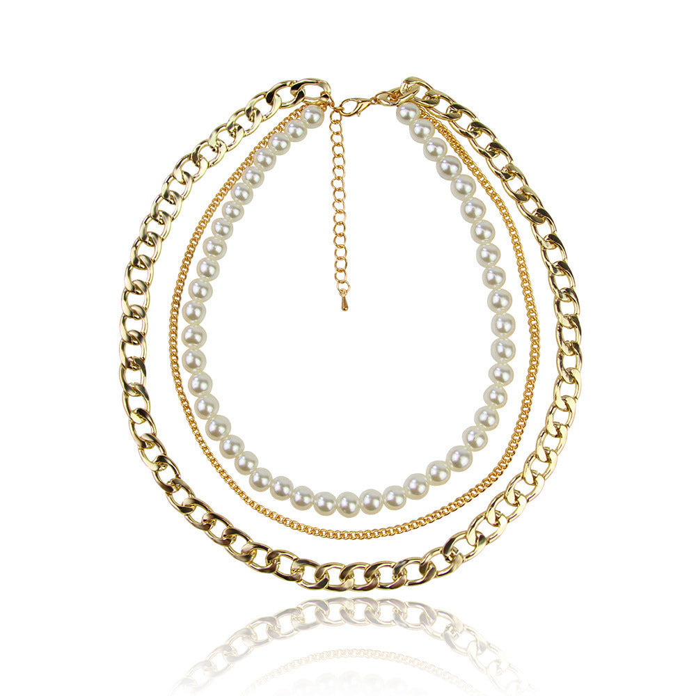 Elegant Multi-Layer Pearl Necklace – Stylish Women's Jewelry with Modern Design