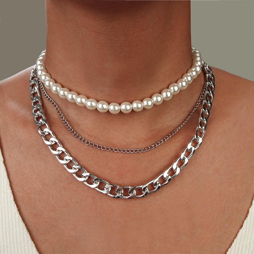 Elegant Multi-Layer Pearl Necklace – Stylish Women's Jewelry with Modern Design