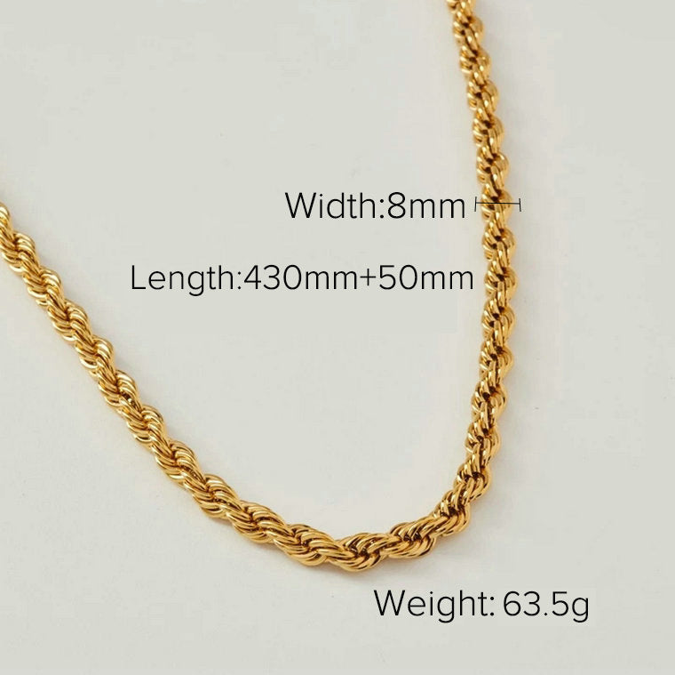 Twisted Rope Chain Necklace – Elegant Women's Jewelry in a Timeless Design
