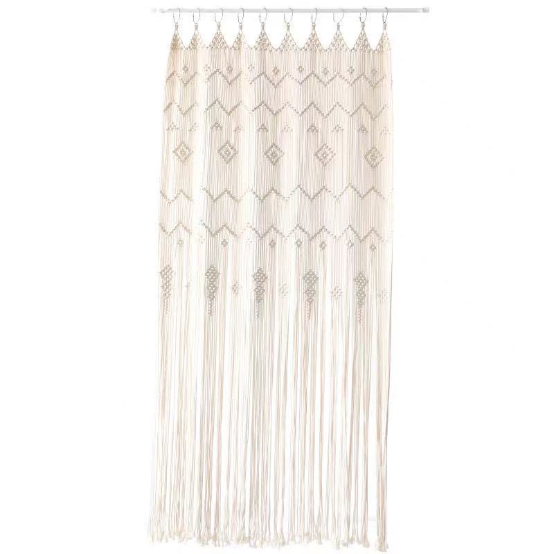 Boho Macrame Curtain | Hand-Woven Door Decor Modern Room Divider