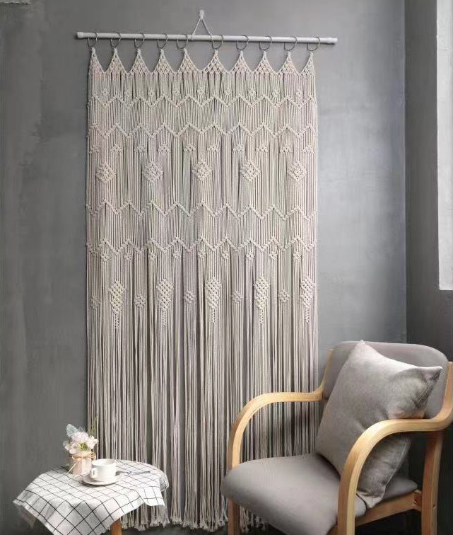 Boho Macrame Curtain | Hand-Woven Door Decor Modern Room Divider