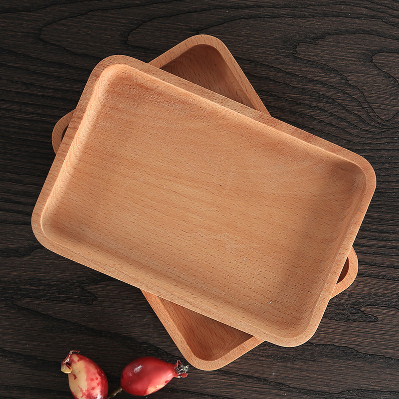 Holz Tablett rund rechteckig | Serviertablett Küche Frühstück Tee