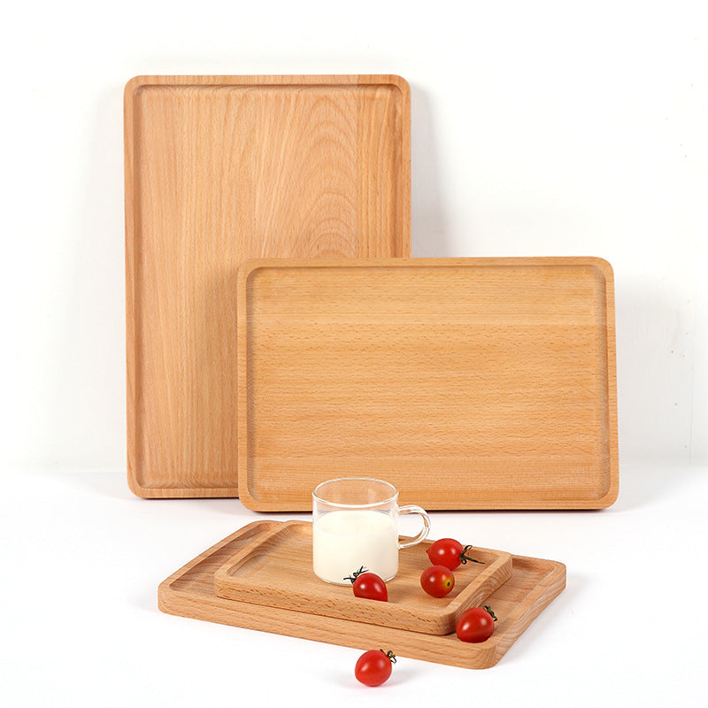 Holz Tablett rund rechteckig | Serviertablett Küche Frühstück Tee