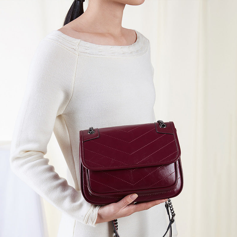 Women's Leather Shoulder Bag Genuine Cowhide Leather Elegant Bag