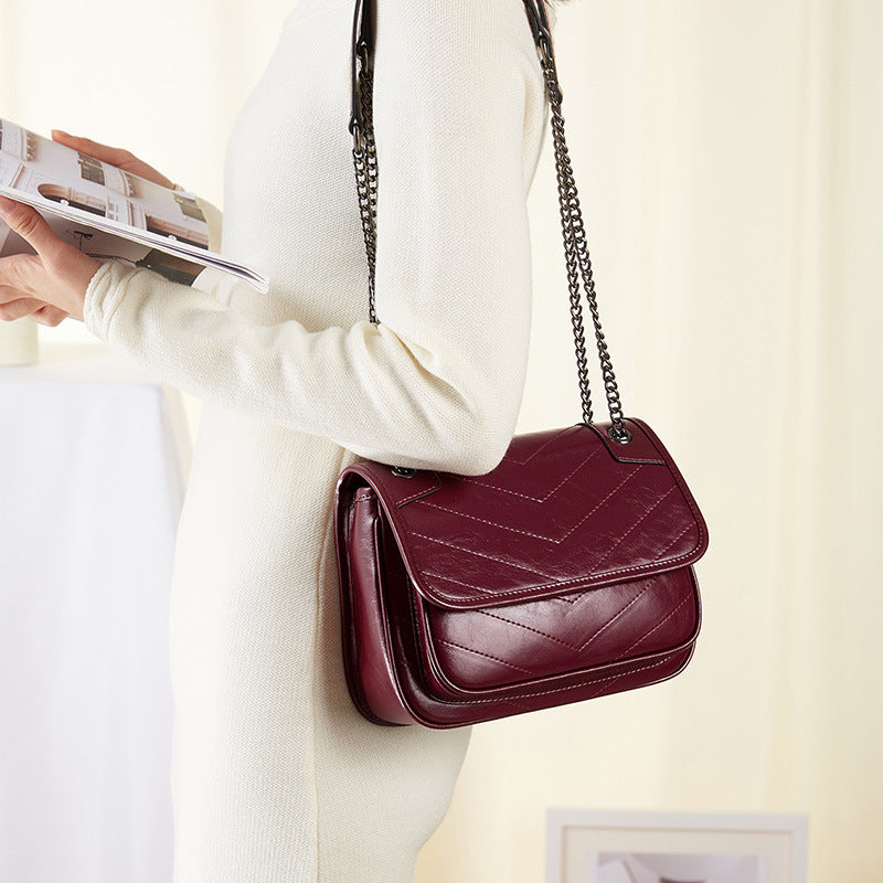 Women's Leather Shoulder Bag Genuine Cowhide Leather Elegant Bag