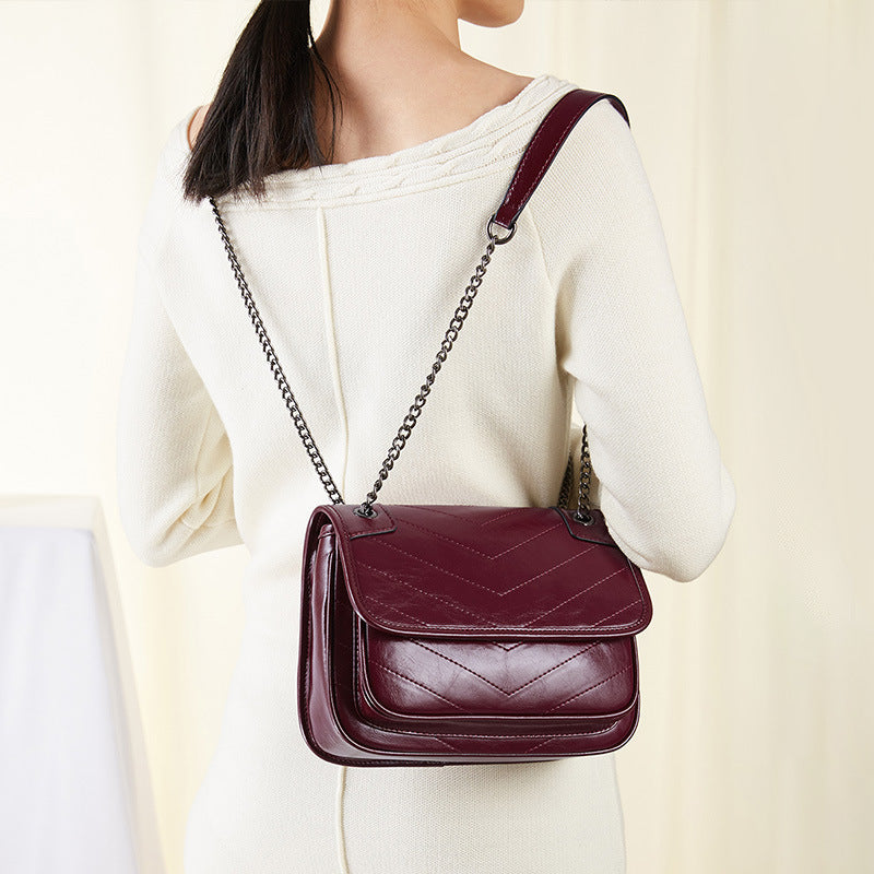 Women's Leather Shoulder Bag Genuine Cowhide Leather Elegant Bag