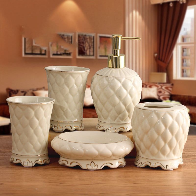 Keramik Bad Set 5-teilig | Badezimmer Zubehör elegant modern