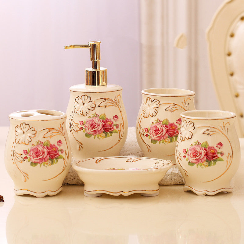 Ceramic Bathroom Set 5-Piece | Elegant Modern Bathroom Accessories