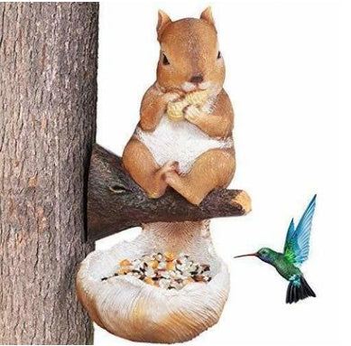 Vogeltränke & Futterstation Eichhörnchen Deko – Garten Ornament