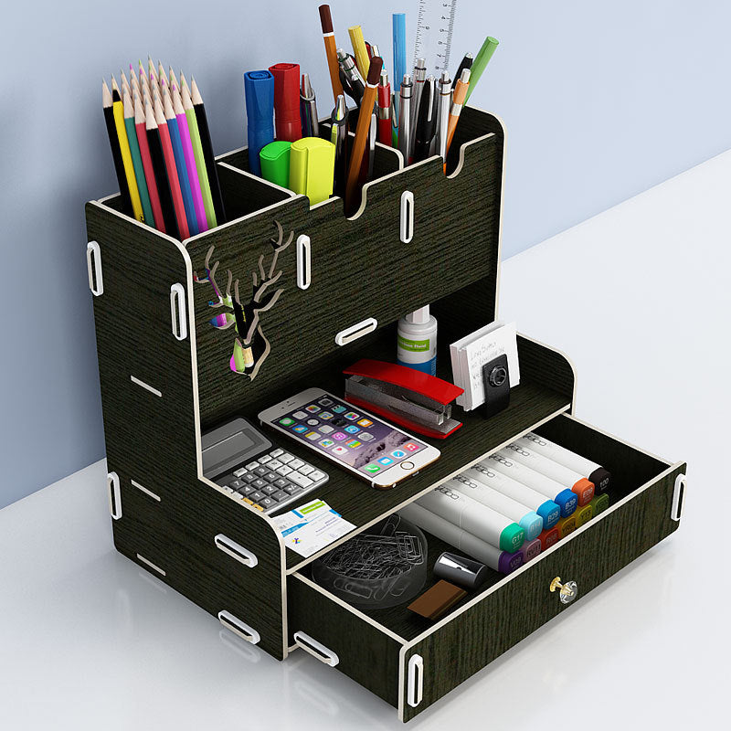 Wooden Pen Holder Organizer | Desk Office Storage
