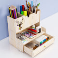 Wooden Pen Holder Organizer | Desk Office Storage