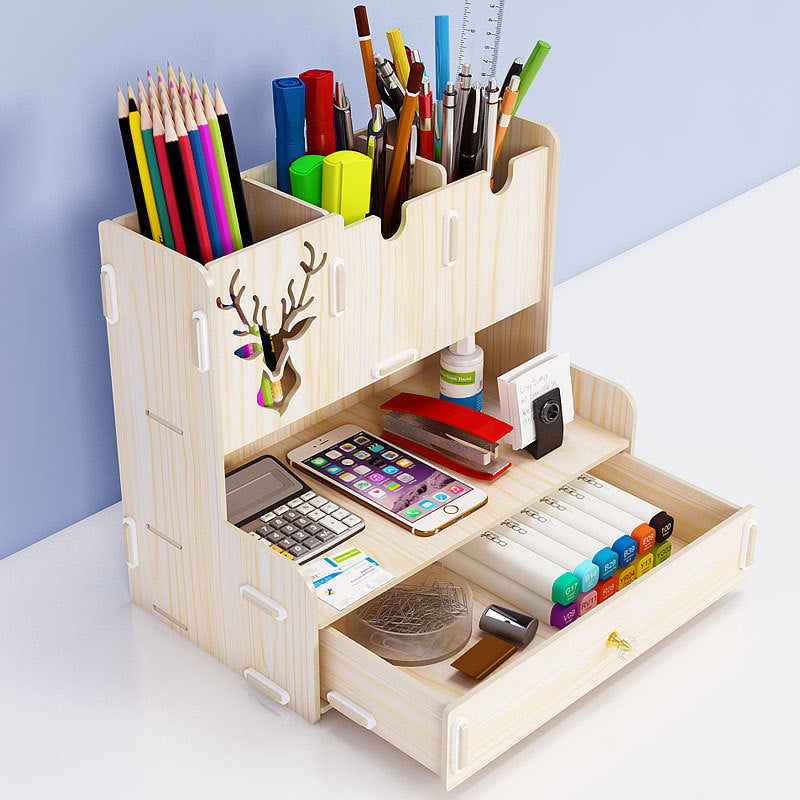 Wooden Pen Holder Organizer | Desk Office Storage