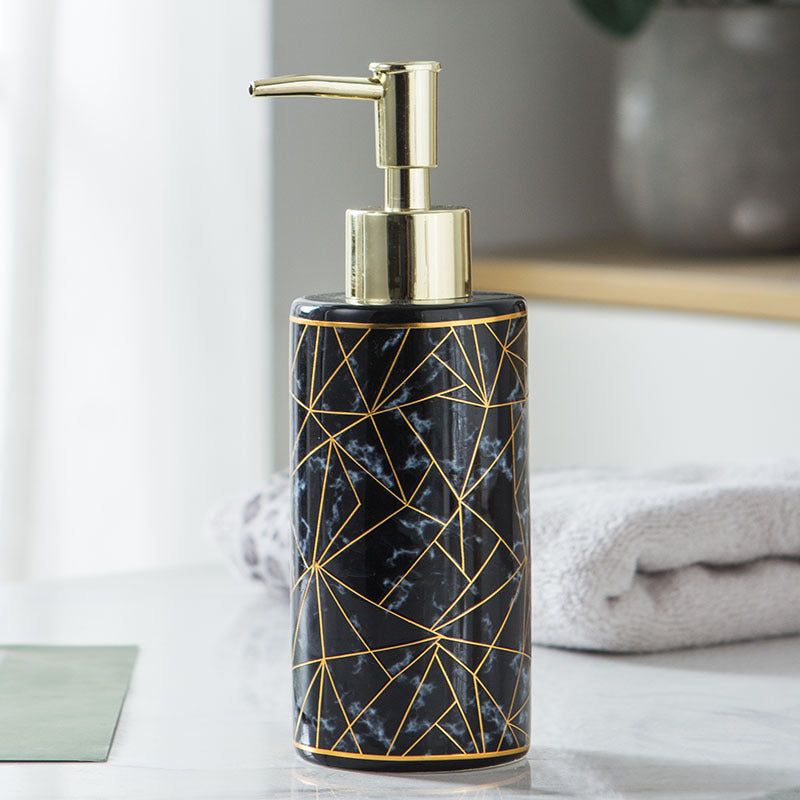 Seifenspender Marmor | Keramik Set | Shampoo Lotion Flasche