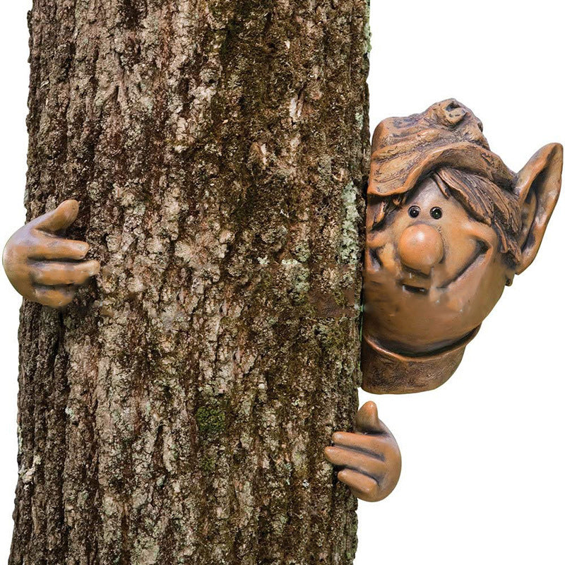 Garten Elf Baumfigur – Lustige Resin Baum Deko für Garten & Hof