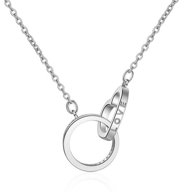 Elegant Double Ring Necklace with Zircon – Symbol of Eternal Love