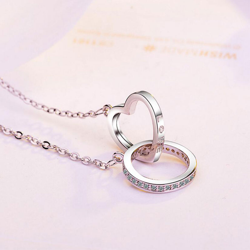 Elegant Double Ring Necklace with Zircon – Symbol of Eternal Love
