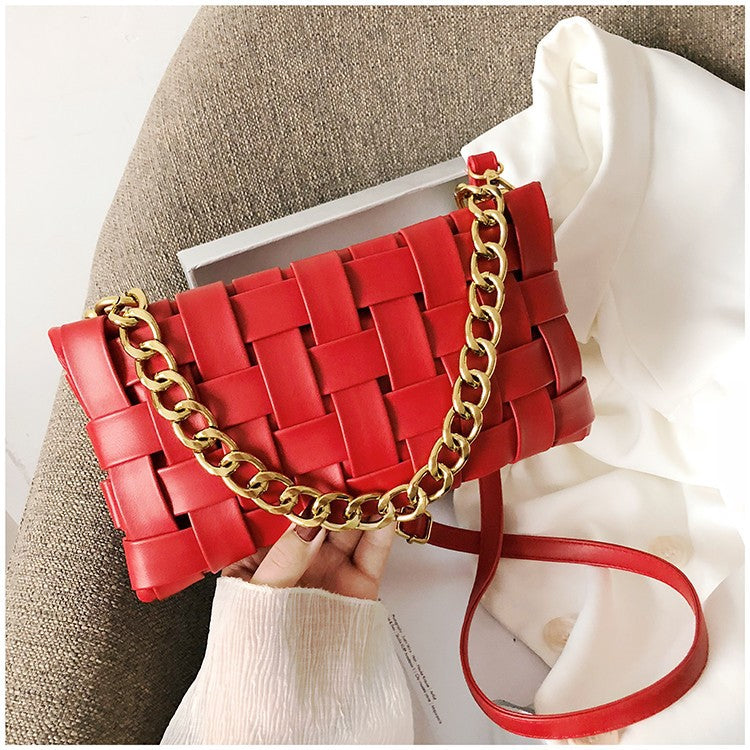Luxury Women's Shoulder Bag Braided Look Made of PU Leather