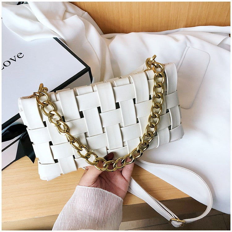 Luxury Women's Shoulder Bag Braided Look Made of PU Leather