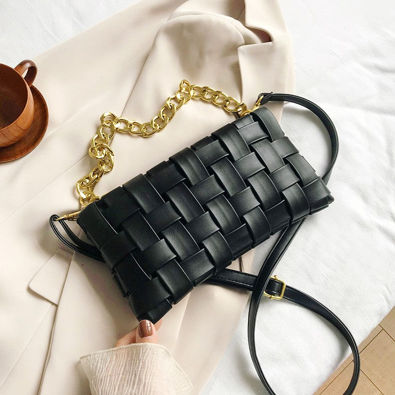 Luxury Women's Shoulder Bag Braided Look Made of PU Leather