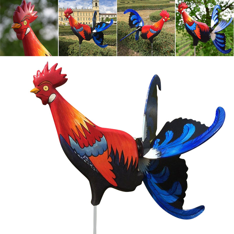 Hahn Windrad Gartenfigur – Wetterfeste Bauernhof Deko für Außen