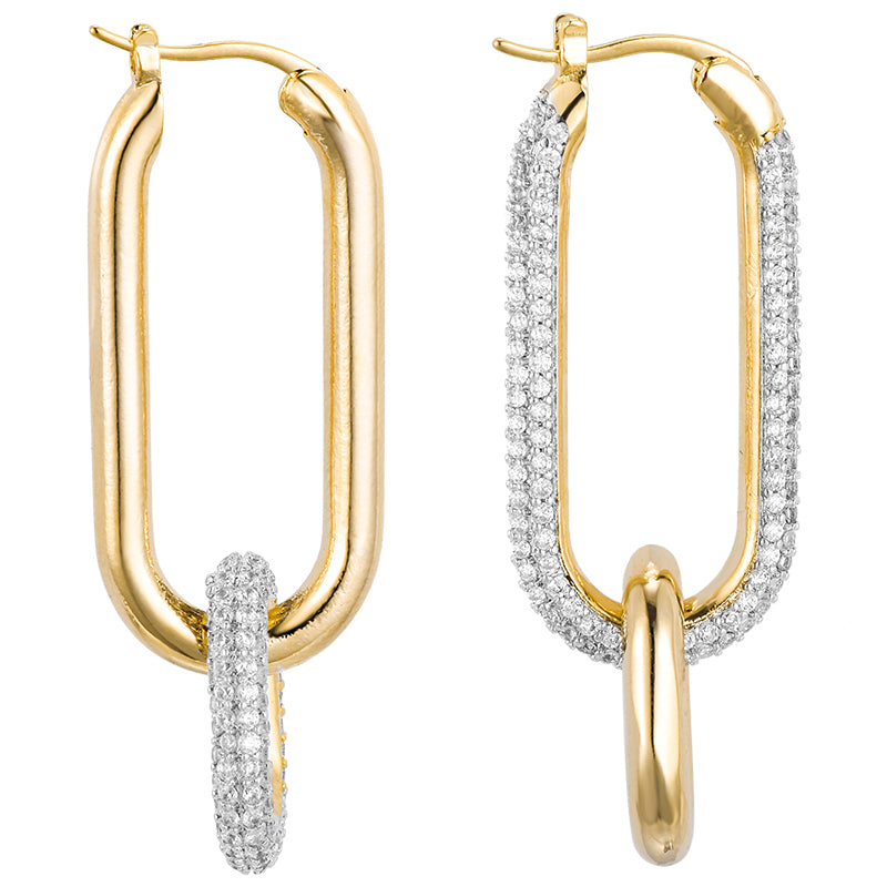 Geometrische Doppelring-Ohrringe – Retro Asymmetrische Statement Ohrhänger
