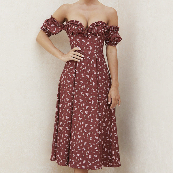 Floral Maxi Summer Dress – Elegant Puff Sleeve Party Dress