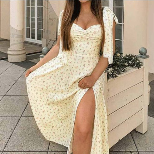 Floral Maxi Summer Dress – Elegant Puff Sleeve Party Dress