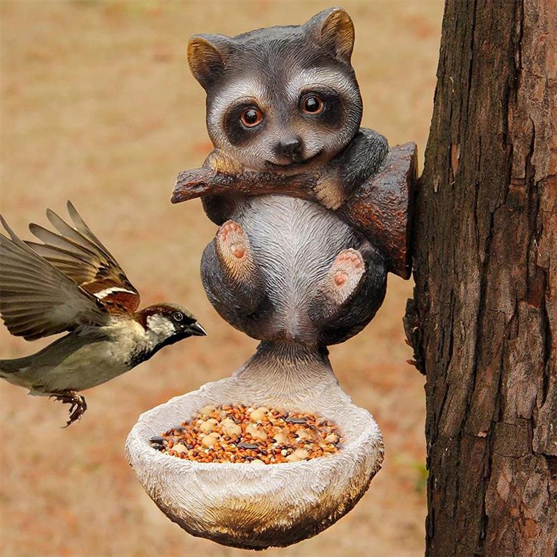 Vogeltränke & Futterstation Eichhörnchen Deko – Garten Ornament